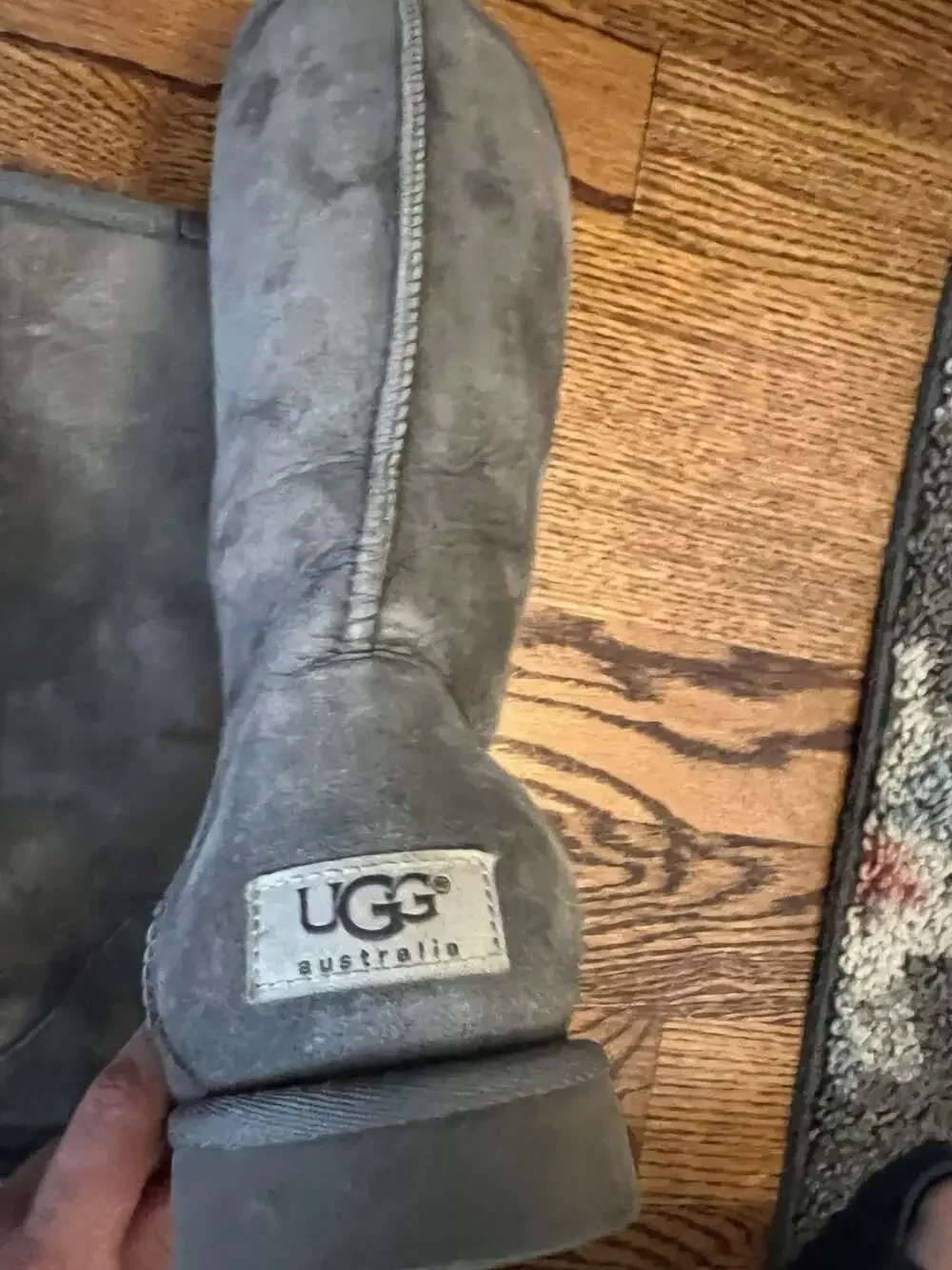UGG Australia Classic Tall Boots Grey Suede Sheepskin Women's Size 7